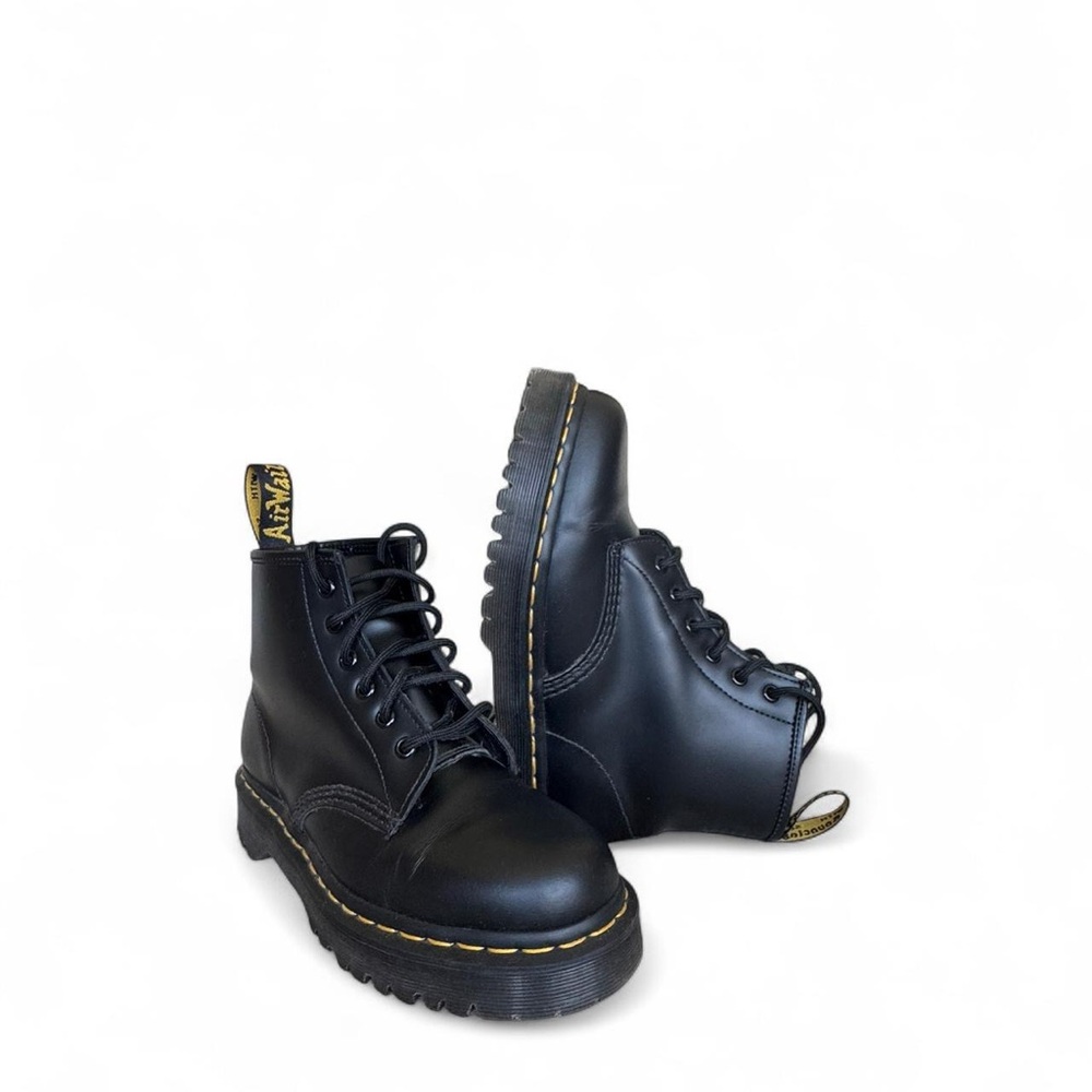Dr. Martens Black Ankle Boots with Yellow Stitching WORN ONCE